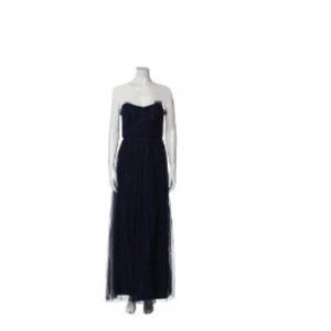 Vera Wang Maids 8 Strapless Tulle Midnite Blue Formal Maxi Dress